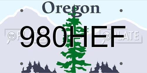 980HEF Oregon License Plate