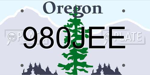 980JEE Oregon License Plate