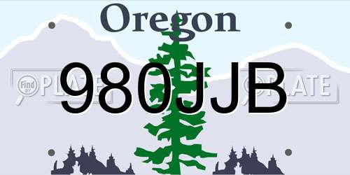 980JJB Oregon License Plate