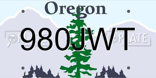 980JWT Oregon License Plate