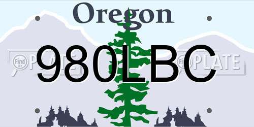 980LBC Oregon License Plate
