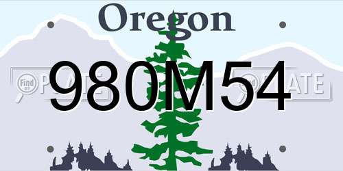 980M54 Oregon License Plate