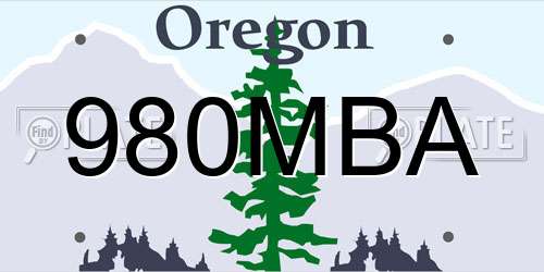 980MBA Oregon License Plate
