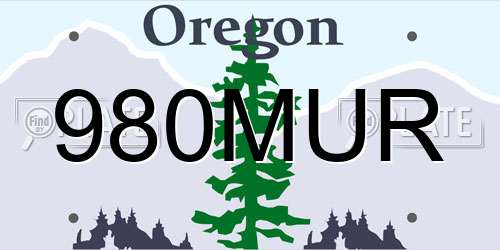 980MUR Oregon License Plate