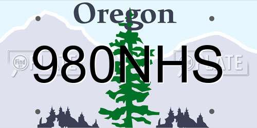 980NHS Oregon License Plate