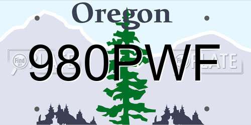 980PWF Oregon License Plate