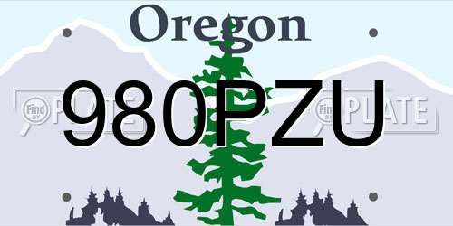 980PZU Oregon License Plate