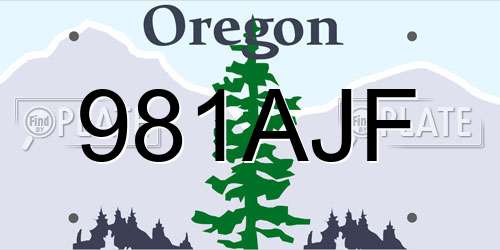 981AJF Oregon License Plate
