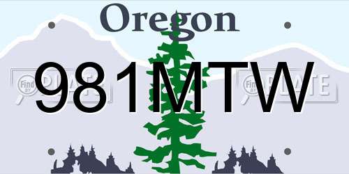 981MTW Oregon License Plate