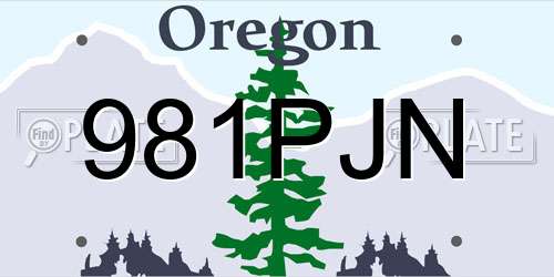 981PJN Oregon License Plate