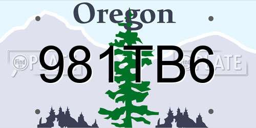 981TB6 Oregon License Plate