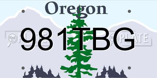 981TBG Oregon License Plate