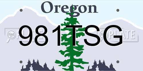 981TSG Oregon License Plate