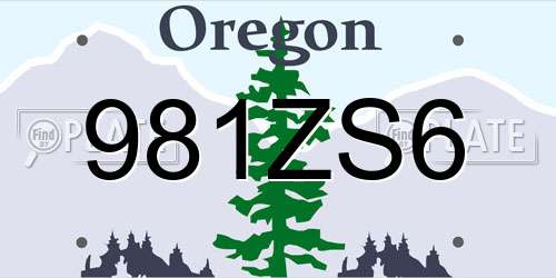 981ZS6 Oregon License Plate