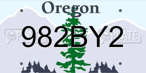 982BY2 Oregon License Plate