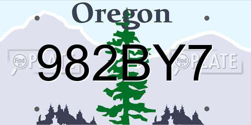 982BY7 Oregon License Plate