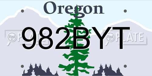 982BYT Oregon License Plate
