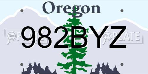 982BYZ Oregon License Plate