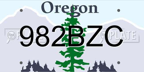 982BZC Oregon License Plate