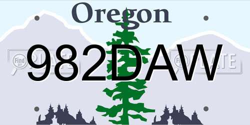 982DAW Oregon License Plate