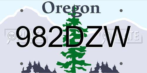 982DZW Oregon License Plate