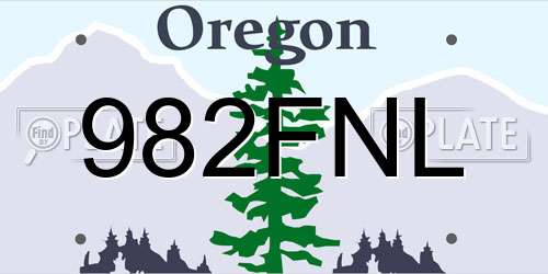982FNL Oregon License Plate