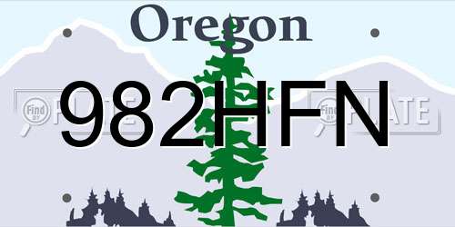 982HFN Oregon License Plate
