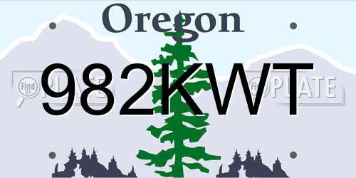 982KWT Oregon License Plate