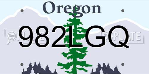 982LGQ Oregon License Plate