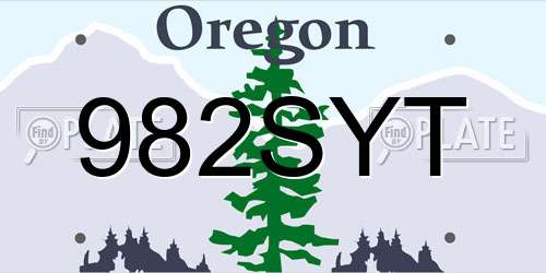 982SYT Oregon License Plate