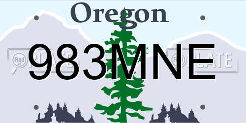 983MNE Oregon License Plate