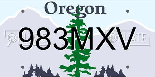 983MXV Oregon License Plate