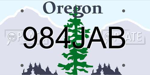 984JAB Oregon License Plate