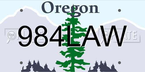 984LAW Oregon License Plate