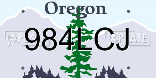 984LCJ Oregon License Plate