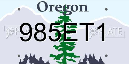 985ET1 Oregon License Plate