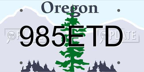 985ETD Oregon License Plate