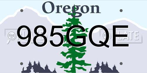 985GQE Oregon License Plate
