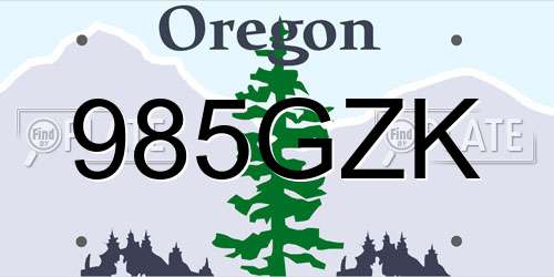 985GZK Oregon License Plate