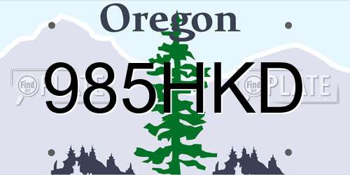 985HKD Oregon License Plate