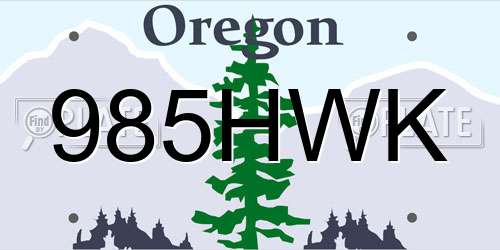 985HWK Oregon License Plate