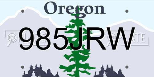 985JRW Oregon License Plate