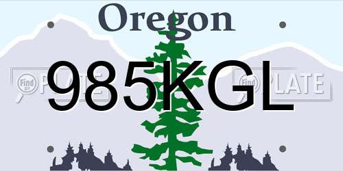 985KGL Oregon License Plate