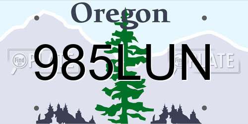 985LUN Oregon License Plate