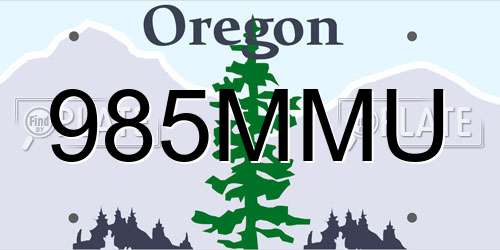 985MMU Oregon License Plate