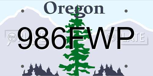 986FWP Oregon License Plate