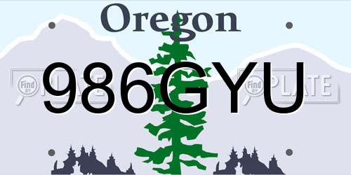 986GYU Oregon License Plate