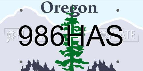 986HAS Oregon License Plate