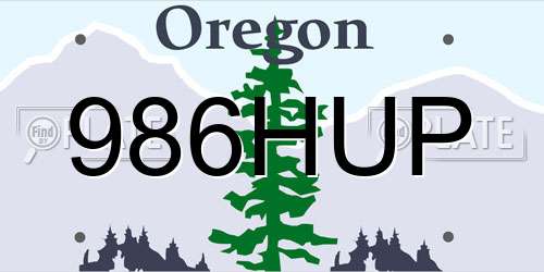 986HUP Oregon License Plate