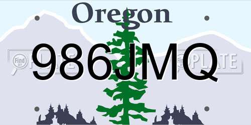 986JMQ Oregon License Plate
